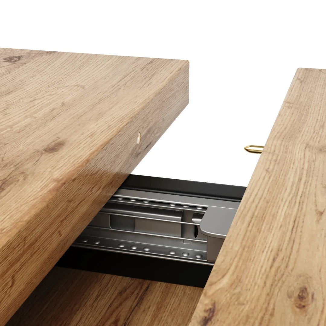 Table à manger extensible Kairn 119-158cm avec rallonge intégrée en bois naturel pour 4-8 personnes
