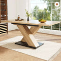 Table à manger extensible Kairn 119-158cm avec rallonge intégrée en bois naturel pour 4-8 personnes