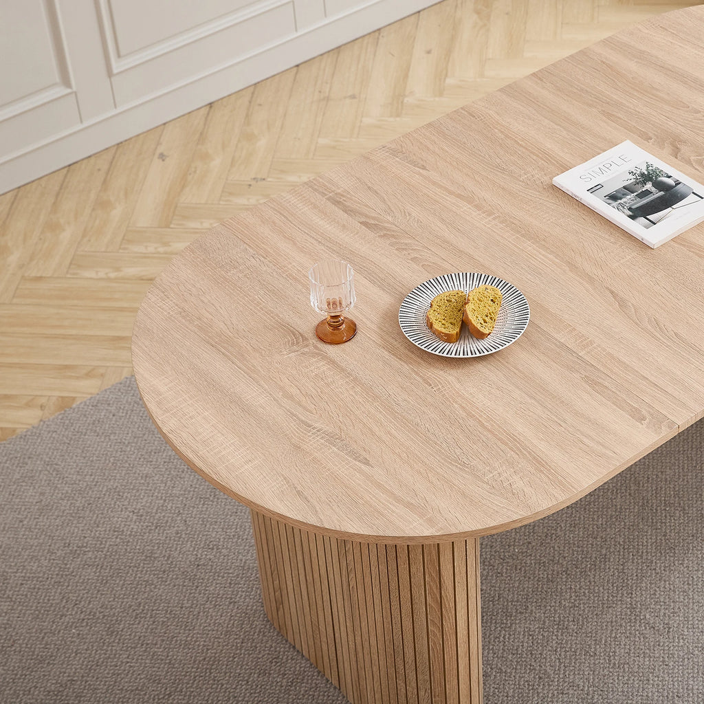 Table à manger ovale moderne Luce 180x90cm texture bois MDF pour 6 personnes