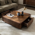 Table basse nordique Atlas 100cm avec rangement intégré en bois naturel scandinave