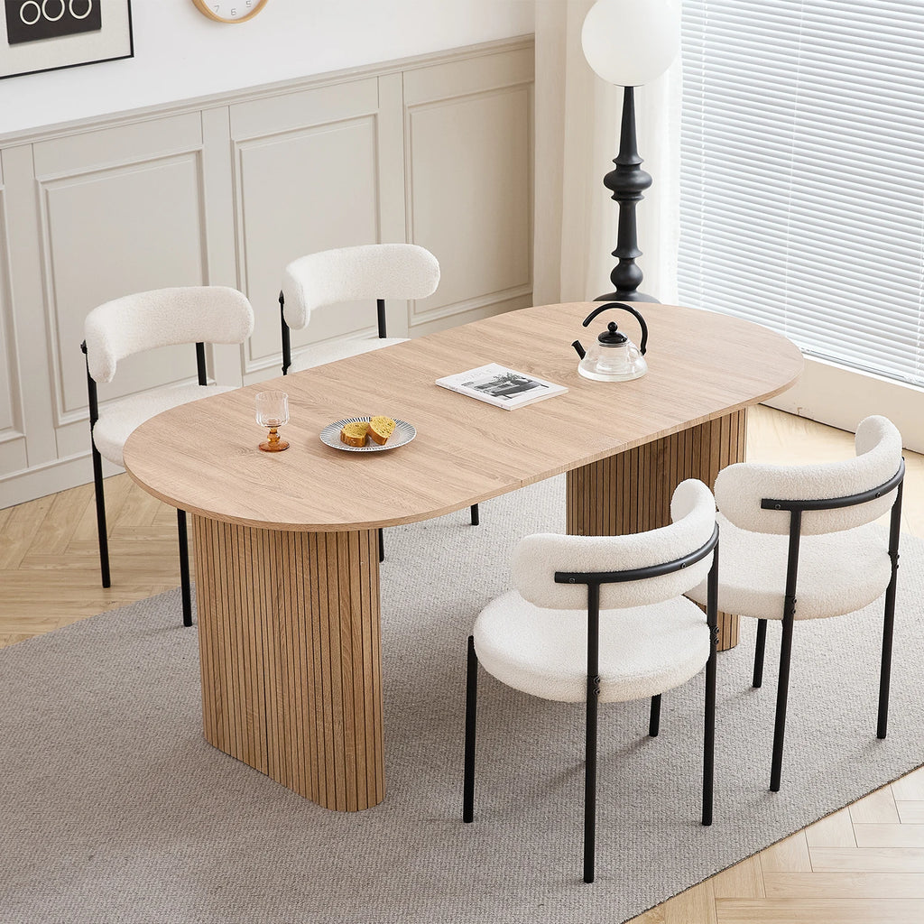 Table à manger ovale moderne Luce 180x90cm texture bois MDF pour 6 personnes