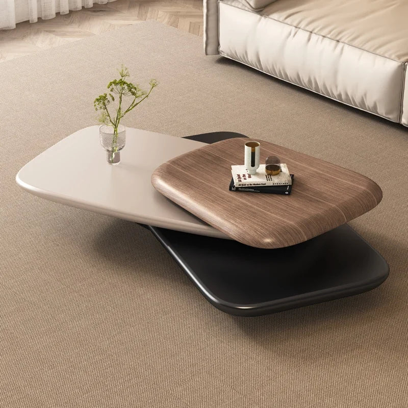 Table basse extensible luxe Valmont en bois massif avec forme irrégulière design