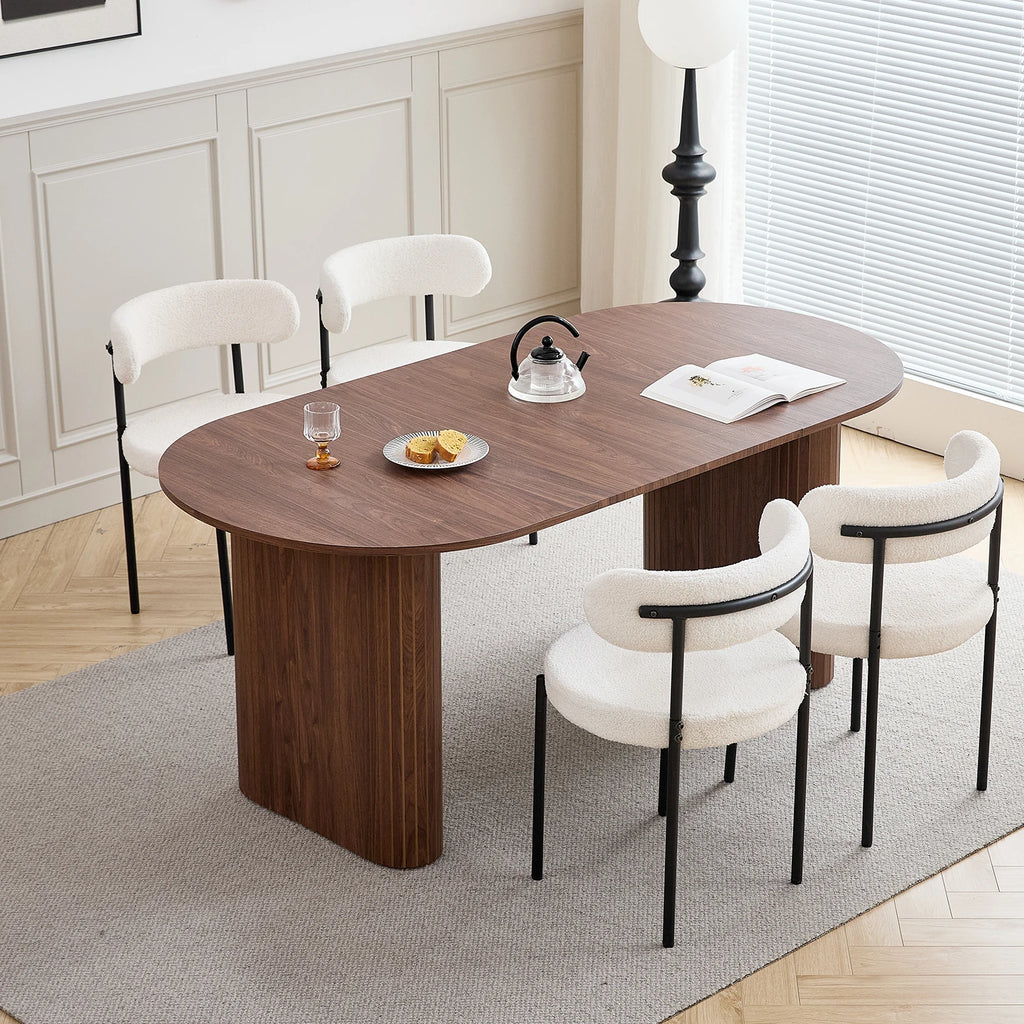 Table à manger ovale moderne Luce 180x90cm texture bois MDF pour 6 personnes