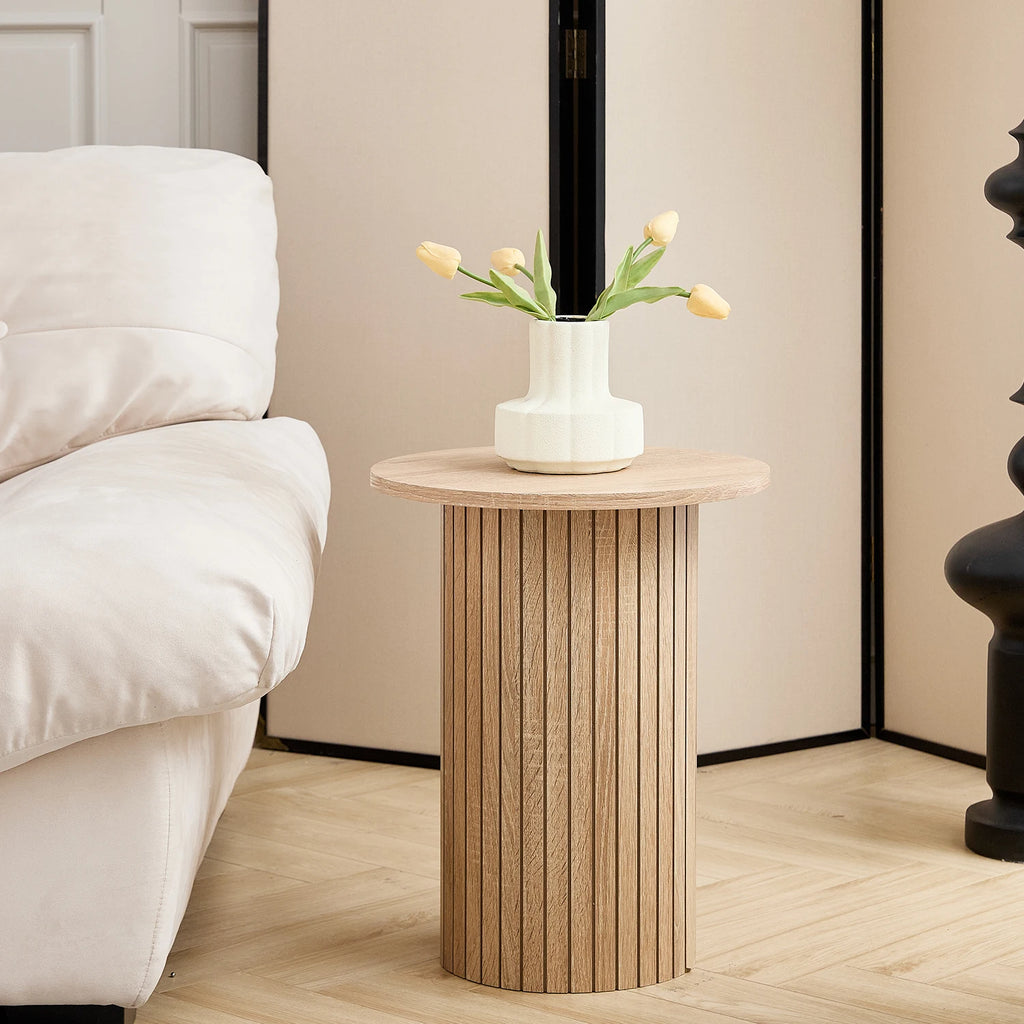 Table basse gigogne nordique Orion en bois naturel avec pieds métalliques noirs