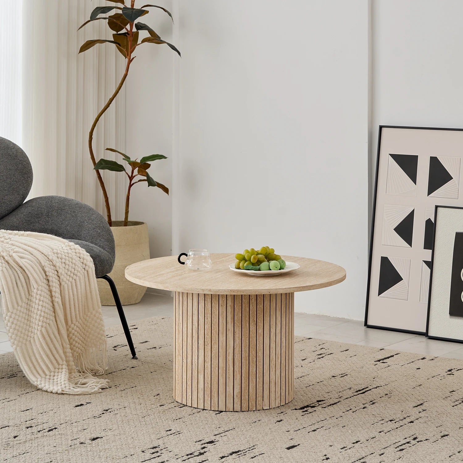 Table basse gigogne nordique Orion en bois naturel avec pieds métalliques noirs