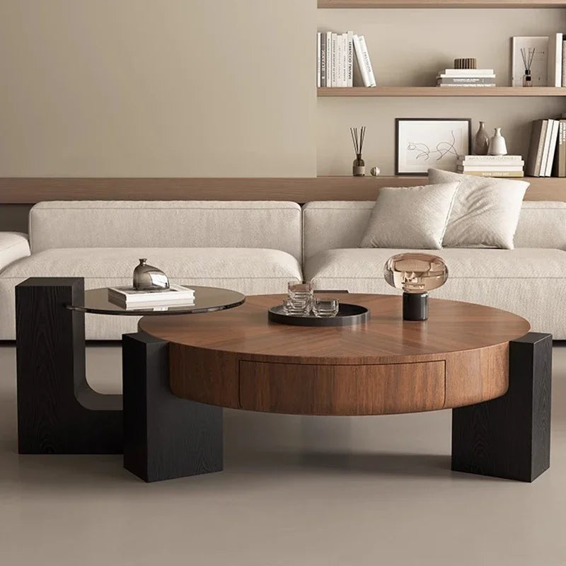Table basse carrée nordique Montaro 100cm design original en bois style scandinave