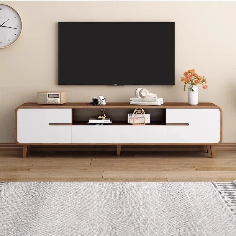 Meuble TV rétro glamour Marzio 160-200cm style mid-century en bois premium scandinave