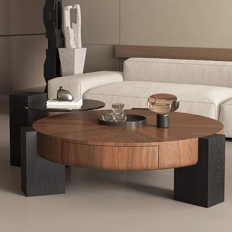 Table basse carrée nordique Montaro 100cm design original en bois style scandinave