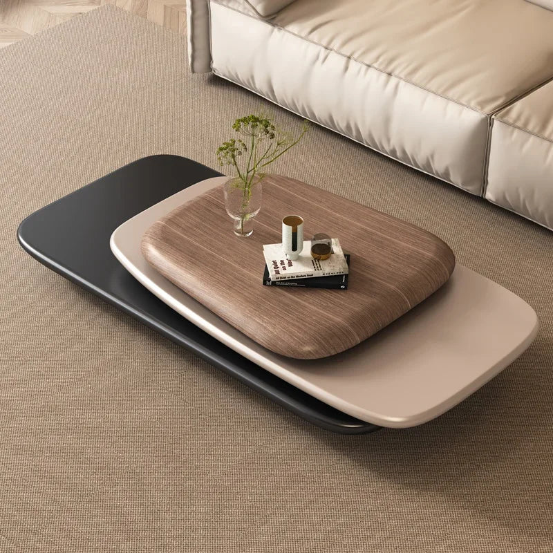 Table basse extensible luxe Valmont en bois massif avec forme irrégulière design