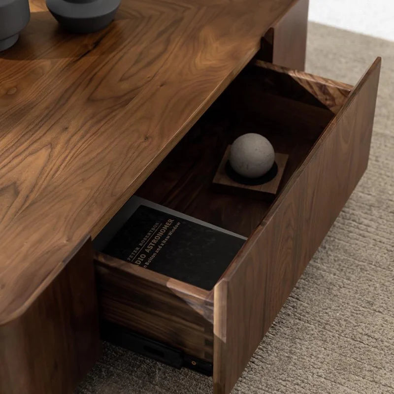 Table basse nordique Atlas 100cm avec rangement intégré en bois naturel scandinave