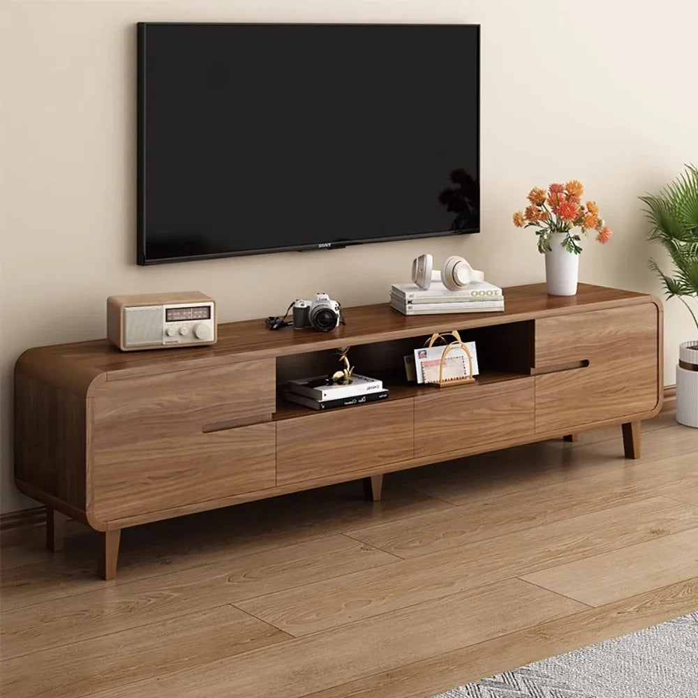 Meuble TV rétro glamour Marzio 160-200cm style mid-century en bois premium scandinave