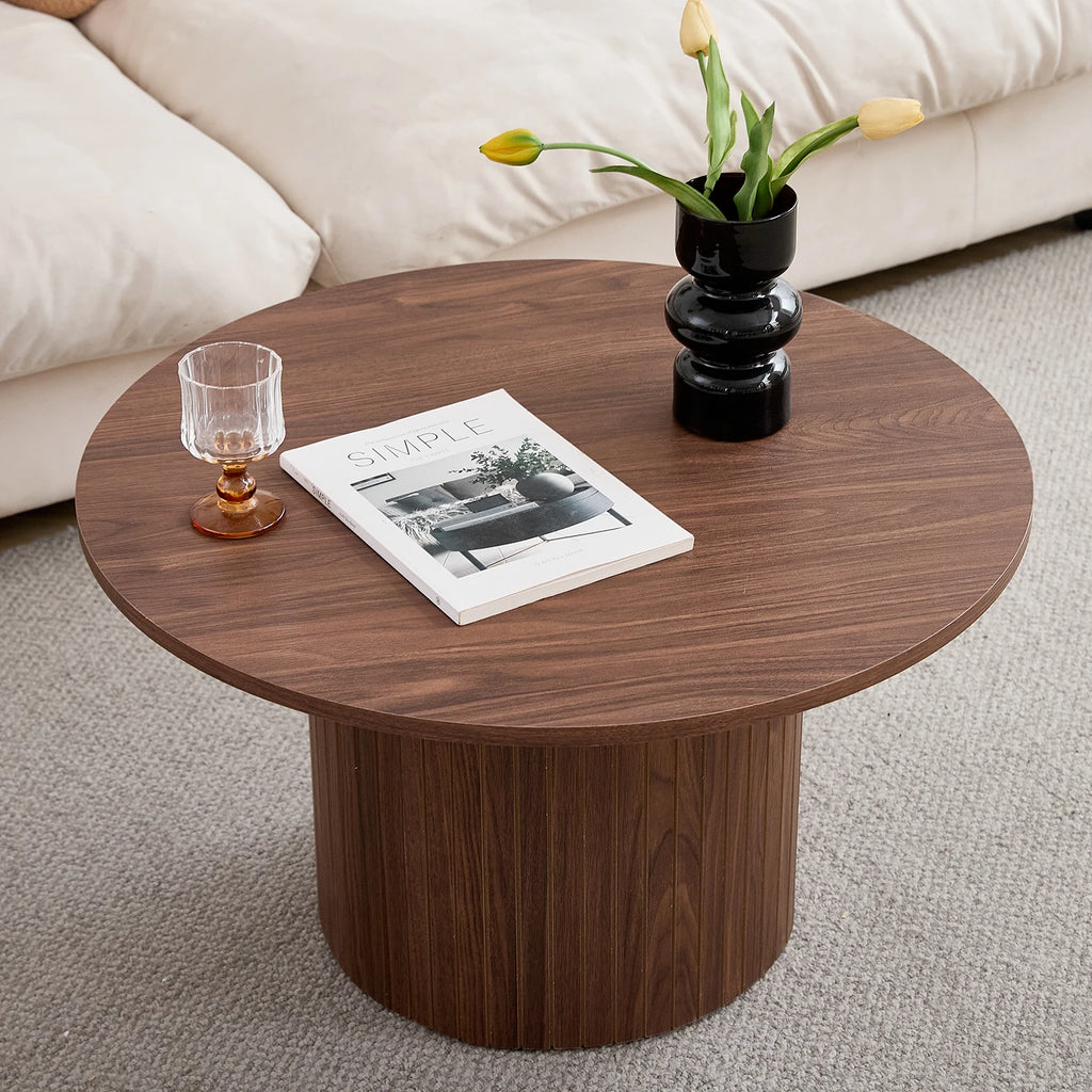 Table basse gigogne nordique Orion en bois naturel avec pieds métalliques noirs