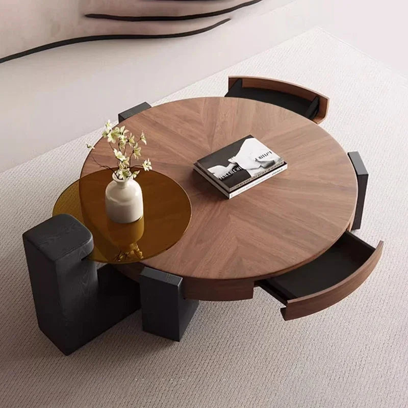 Table basse carrée nordique Montaro 100cm design original en bois style scandinave
